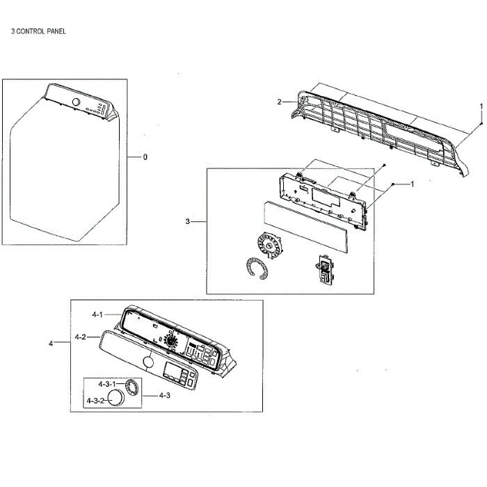 Control Panel Diagram and Parts List for DV48J7700GW A2-01 Samsung Dryer