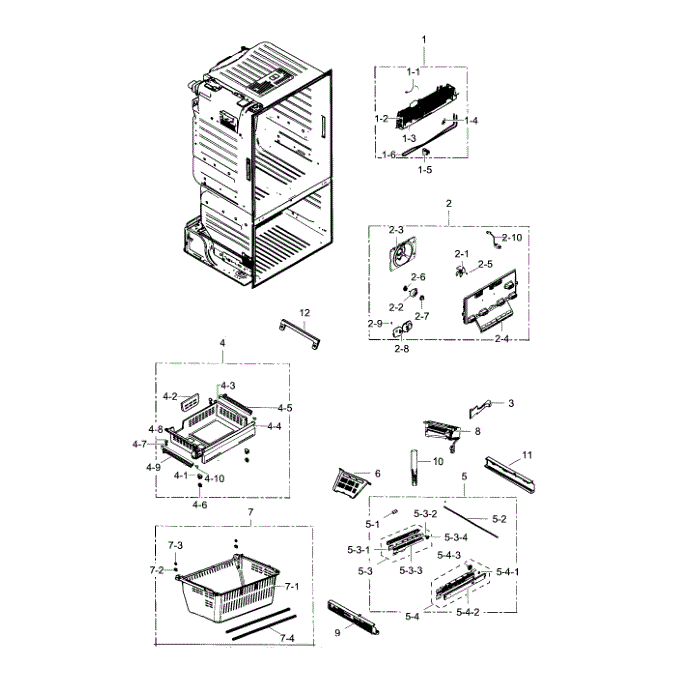 Freezer Diagram and Parts List for RF28HFEDBBC AA-02 Samsung Refrigerator