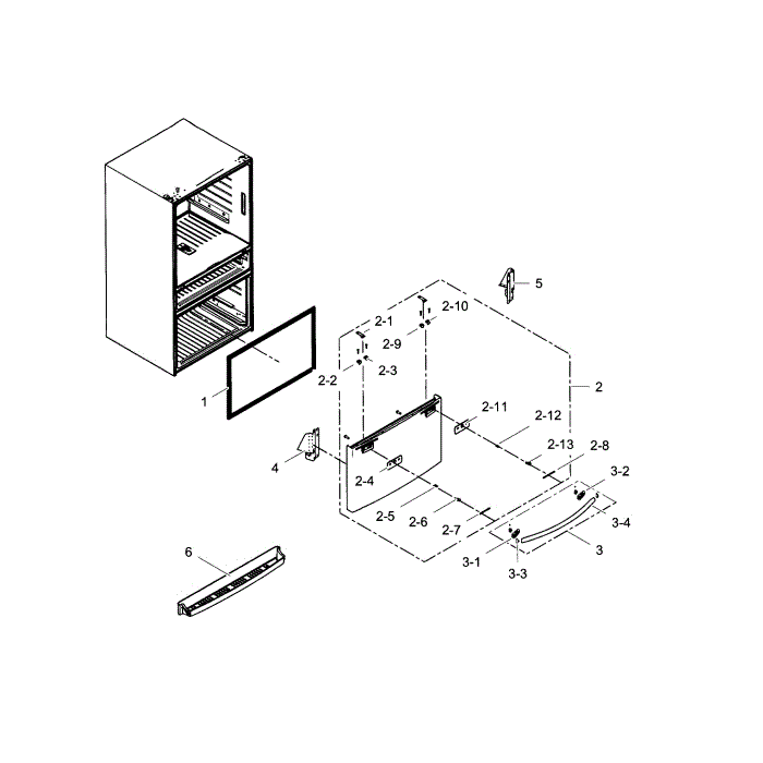 Freezer Door Diagram and Parts List for RF31FMEDBSR AA-02 Samsung Refrigerator