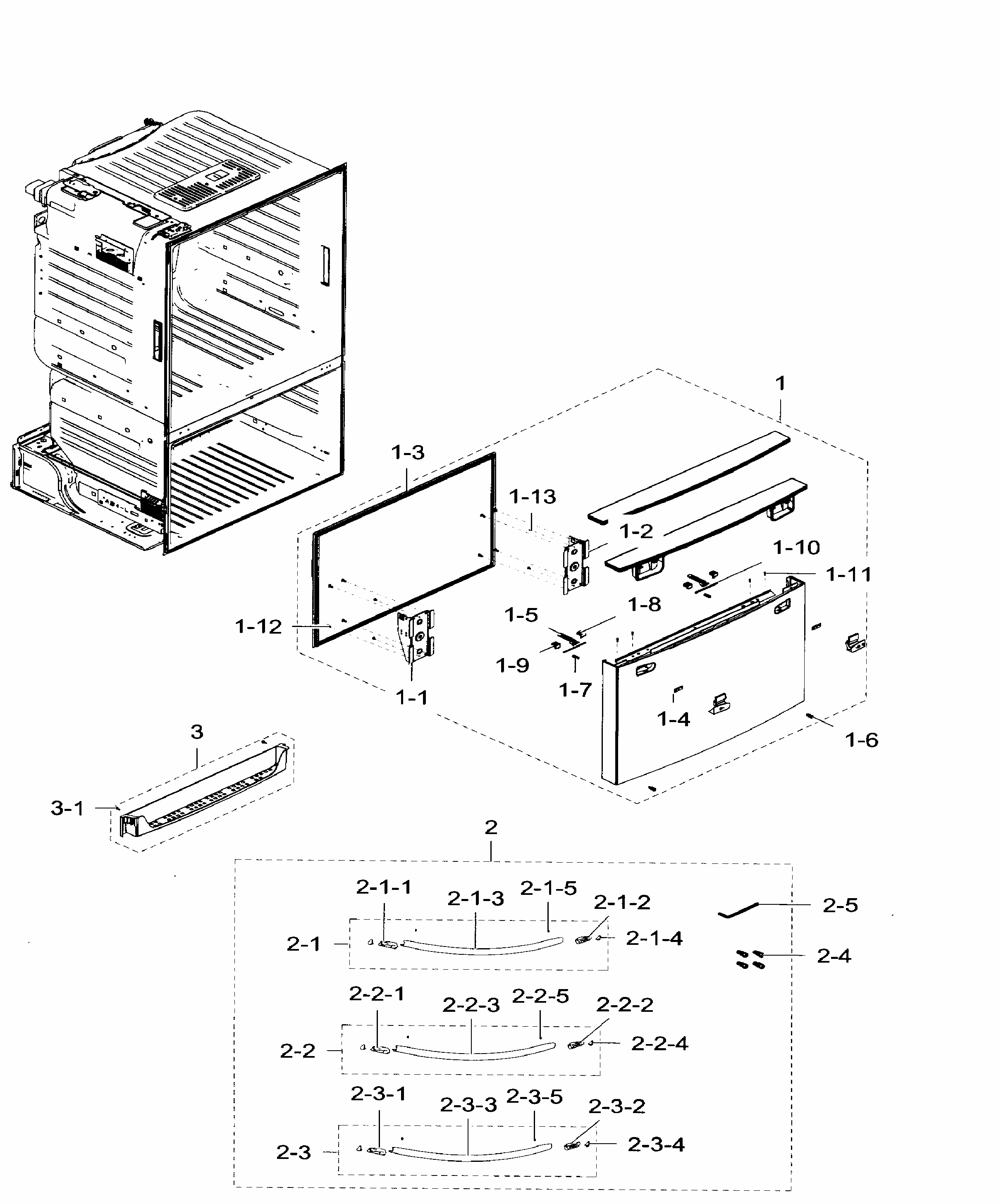 Freezer Door Diagram and Parts List for RF28HFEDTBC AA-0009 Samsung Refrigerator