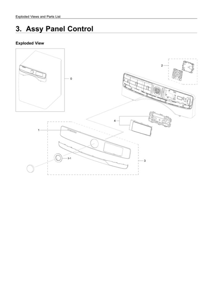 Control Panel Parts Diagram and Parts List for DVE45R6100P A3-00 Samsung Dryer