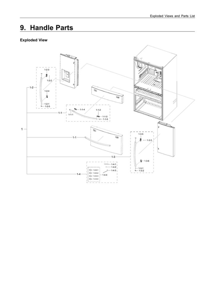 Handle Parts Diagram and Parts List for RF28R7201DT AA-00 Samsung Refrigerator