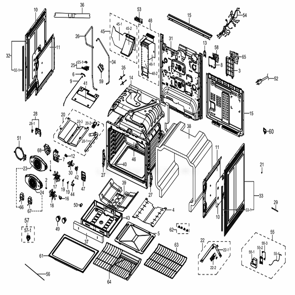 Main Diagram and Parts List for NX58K9850SG (AA)(0002) Samsung Range