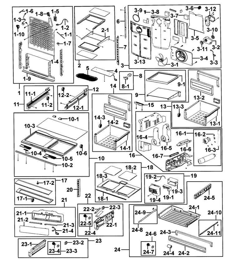 Refrigerator Diagram and Parts List for RFG293HAPN XAA-0000 Samsung Refrigerator