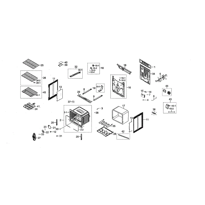Main Unit Diagram and Parts List for NE59N6650SG AA-00 Samsung Range