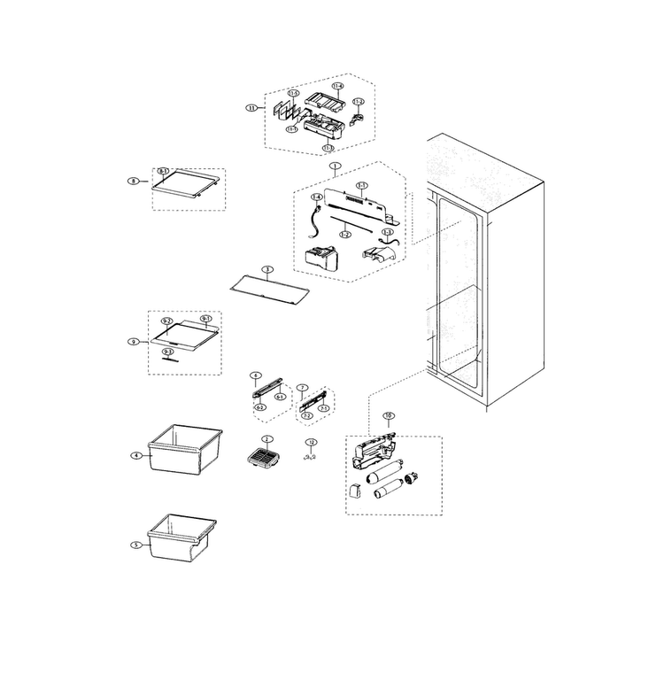 Refrigerator Diagram and Parts List for RS25H5000SP AA-0000 Samsung Refrigerator