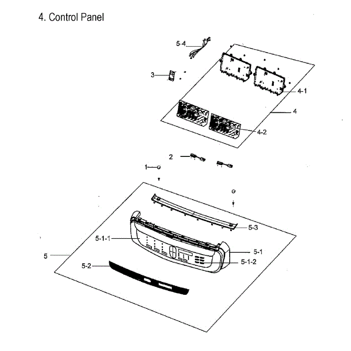 Control Panel Diagram and Parts List for DVG55M9600V A3-00 Samsung Dryer