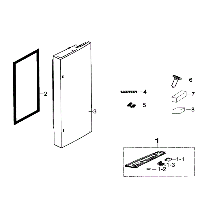Door Right Diagram and Parts List for RF260BEAESR AA-02 Samsung Refrigerator