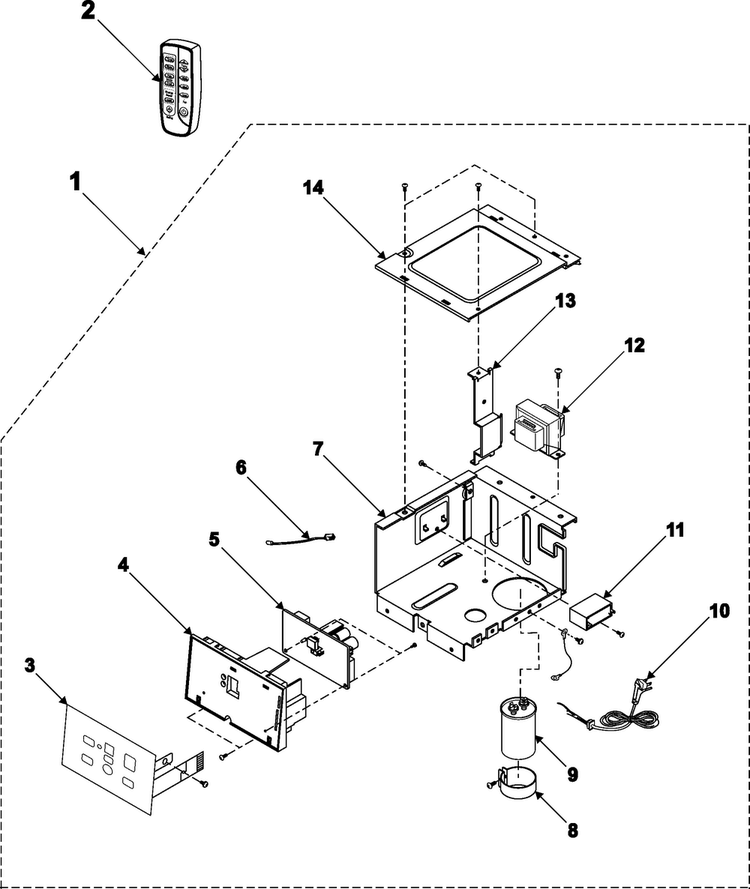 Control Assembly Diagram and Parts List for AW0803B XAA Samsung Air Conditioner