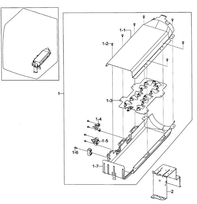 Heater Assy Diagram and Parts List for DV448AEE XAA-0001 Samsung Dryer