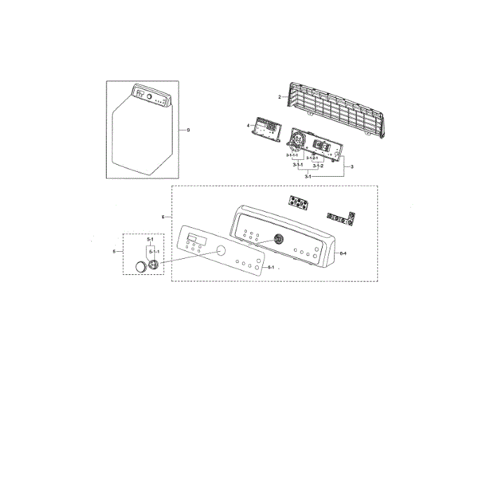 Control Panel Diagram and Parts List for DV476GTHAWR A1-01 Samsung Dryer