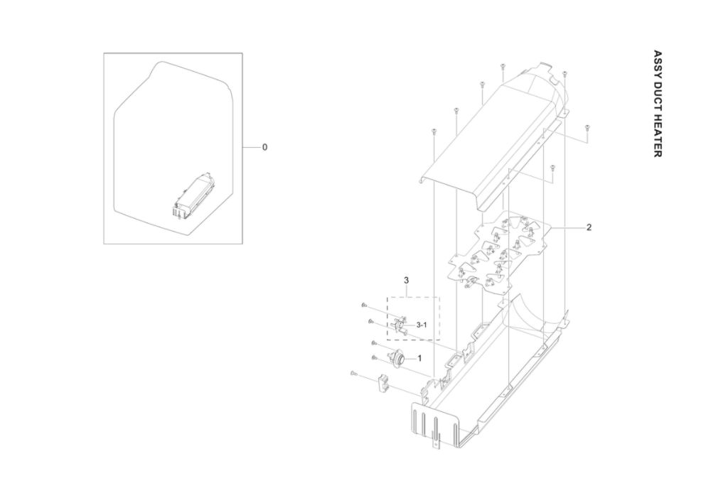 Heater Duct Assembly Diagram and Parts List for DVE45T3400V A3-00 Samsung Dryer