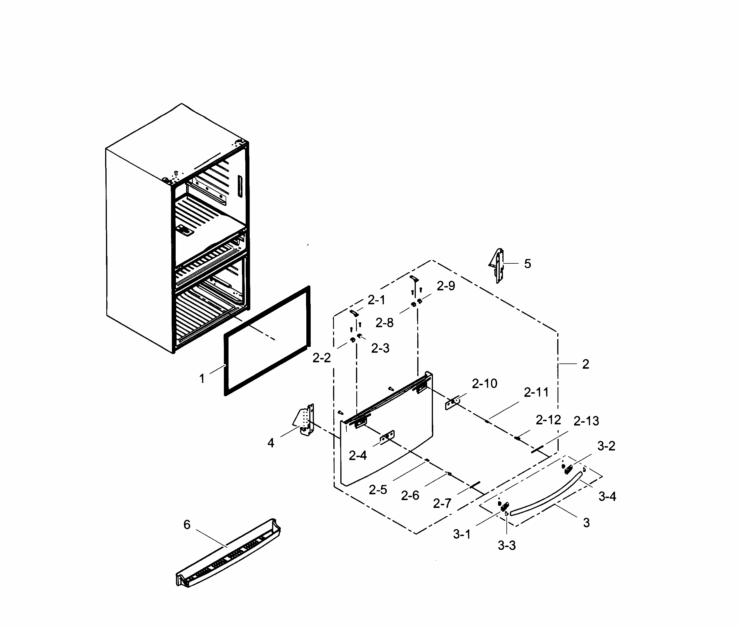 Freezer Door Diagram and Parts List for RF30HBEDBSR AA-0002 Samsung Refrigerator