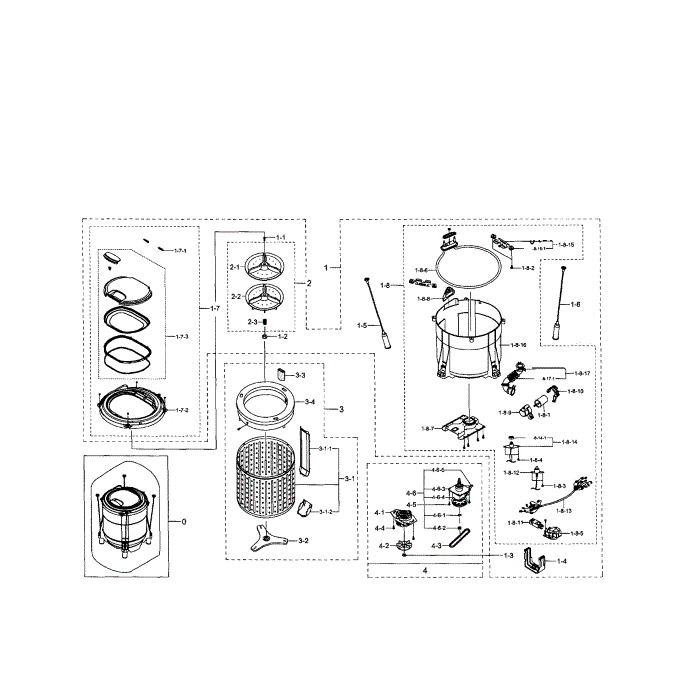 Tub Diagram and Parts List for WB09H7300GW A1-00 Samsung Washer