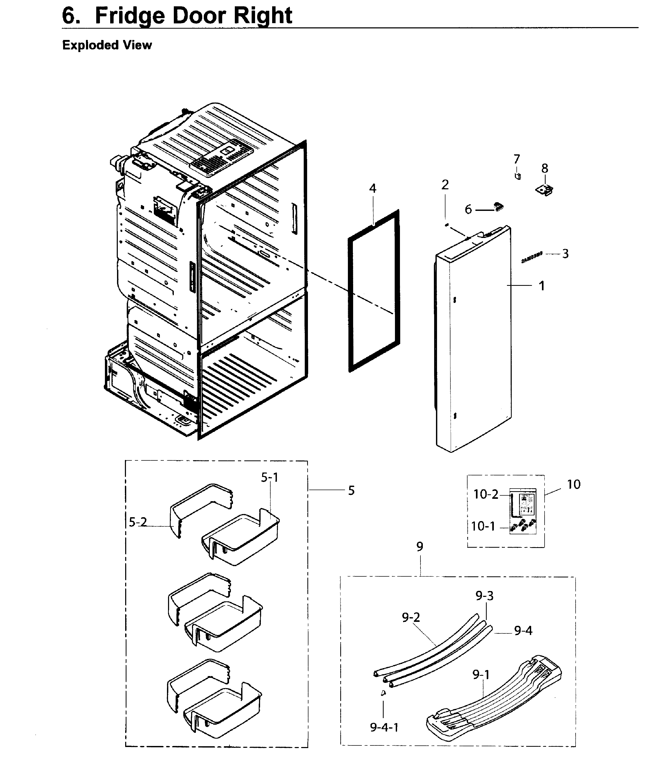 Fridge Door R Diagram and Parts List for RF26J7500BC AA-0001 Samsung Refrigerator