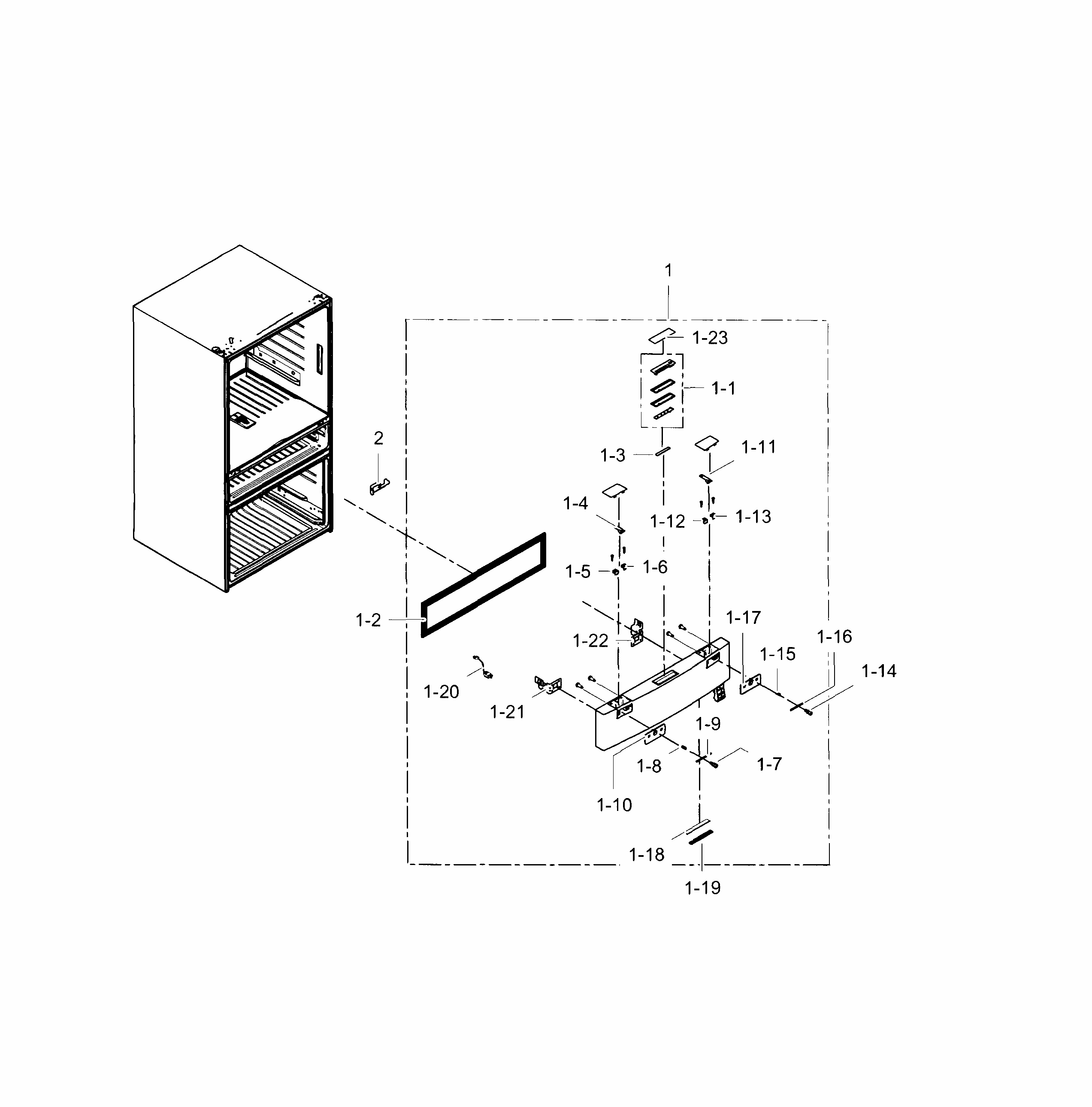 Flexzone Doo Diagram and Parts List for RF23HSESBSR AA-0000 Samsung Refrigerator