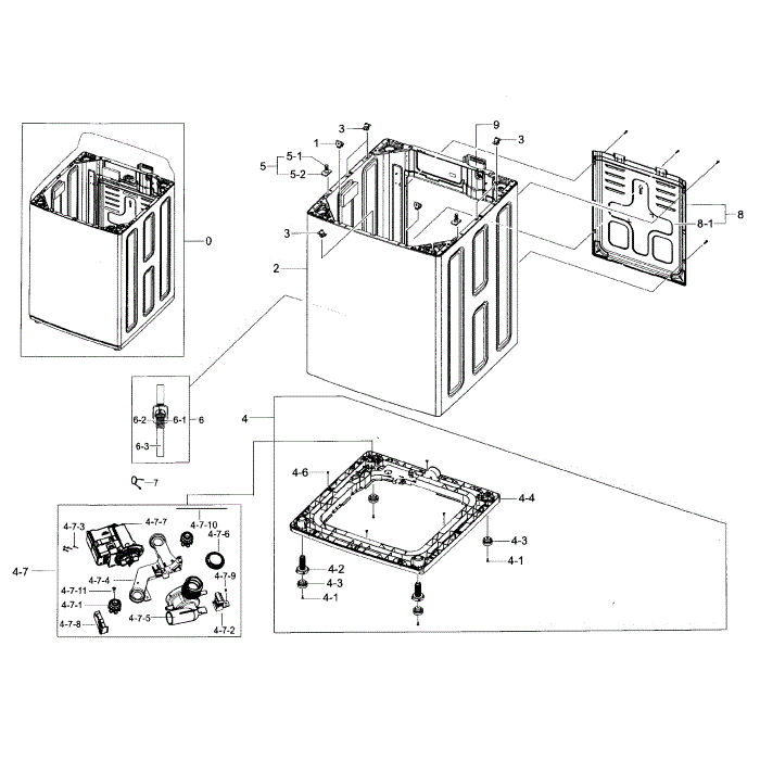 Frame Diagram and Parts List for WA45H7200AW A2-03 Samsung Washer