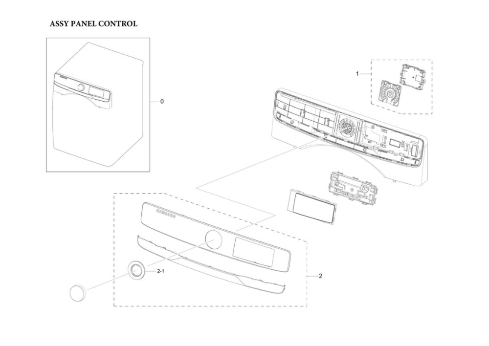 Control Panel Assembly Diagram and Parts List for DVE50R8500W A3-00 Samsung Dryer