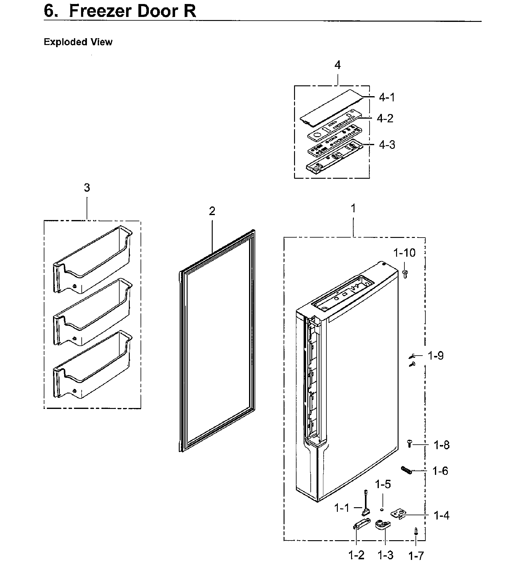 Freezer Door Rt Diagram and Parts List for RF24J9960S4 AA-0004 Samsung Refrigerator