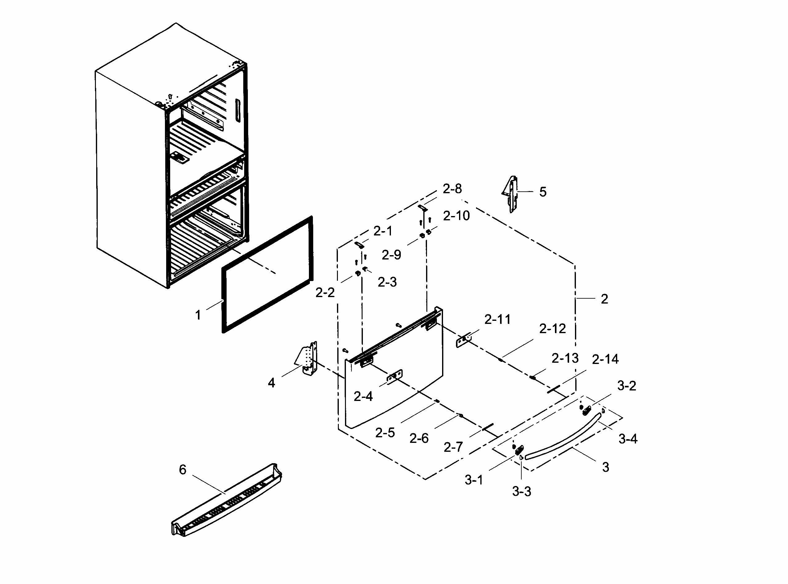 Freezer Door Diagram and Parts List for RF24FSEDBSR AA-0005 Samsung Refrigerator
