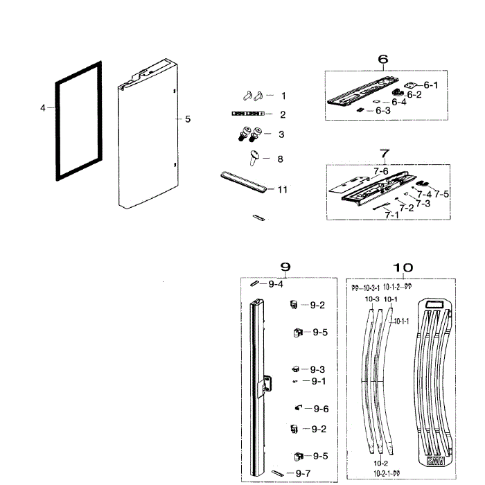 Door Left Diagram and Parts List for RF260BEAESR AA-01 Samsung Refrigerator