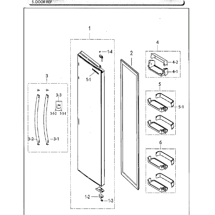 Door Right Diagram and Parts List for RS25H5111SG AA-01 Samsung Refrigerator