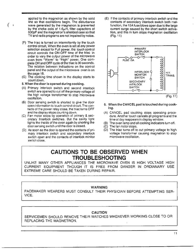 Circuit Description/troubleshooting Diagram and Parts List for MW4530U XAA Samsung Microwave