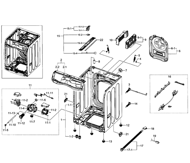 Frame Diagram and Parts List for WF520ABP XAA-0005 Samsung Washer
