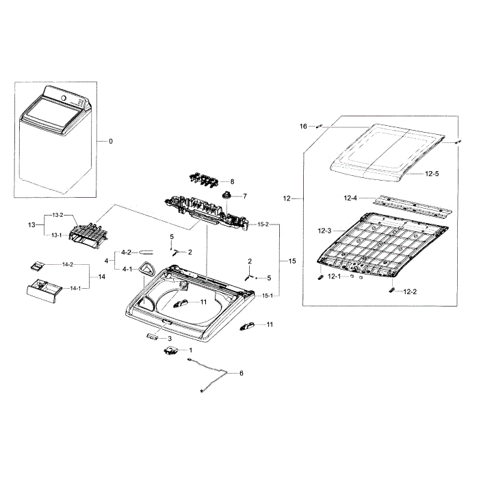 Cover Top Diagram and Parts List for WA40J3000AW A2-00 Samsung Washer