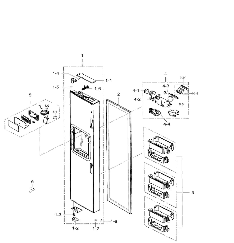 Left Door Diagram and Parts List for RS265TDRS XAA-IN01 Samsung Refrigerator