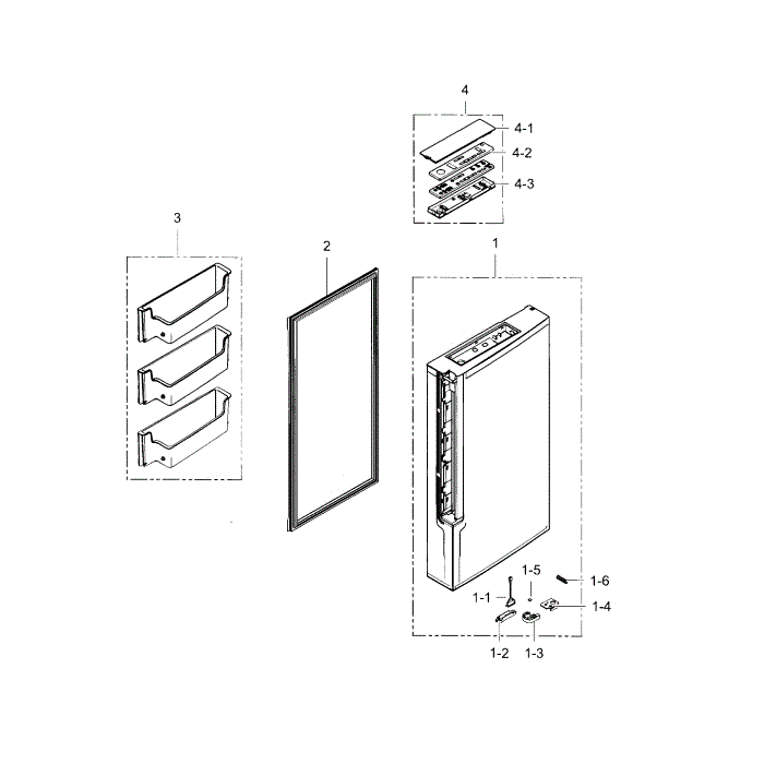 Freezer Door Right Diagram and Parts List for RF34H9950S4 (AA)(0000) Samsung Refrigerator