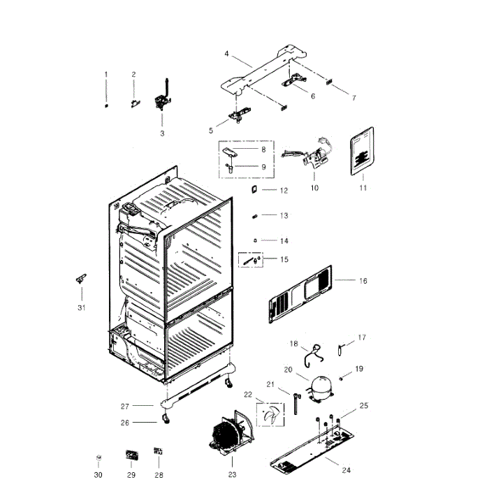 Cabinet Diagram and Parts List for RF268ABBP XAA-00 Samsung Refrigerator