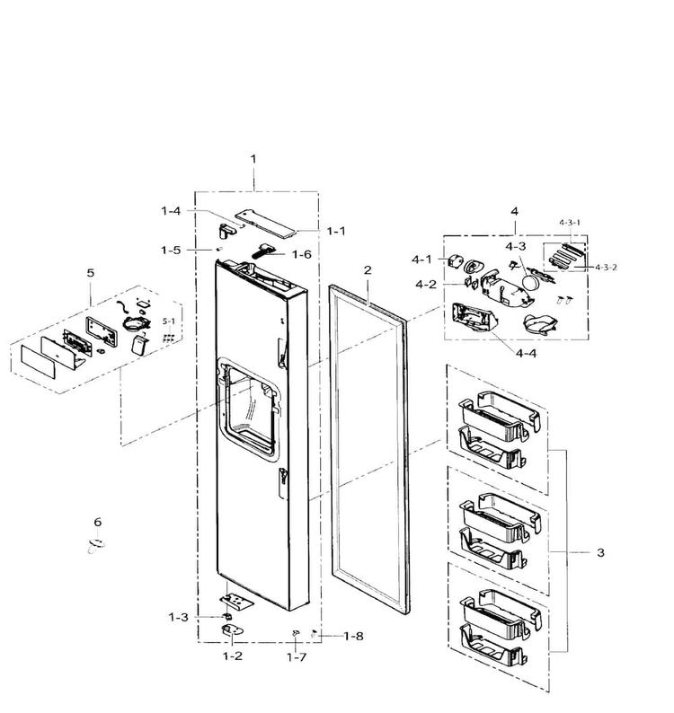 Left Door Diagram and Parts List for RS265TDRS XAA-0003 Samsung Refrigerator