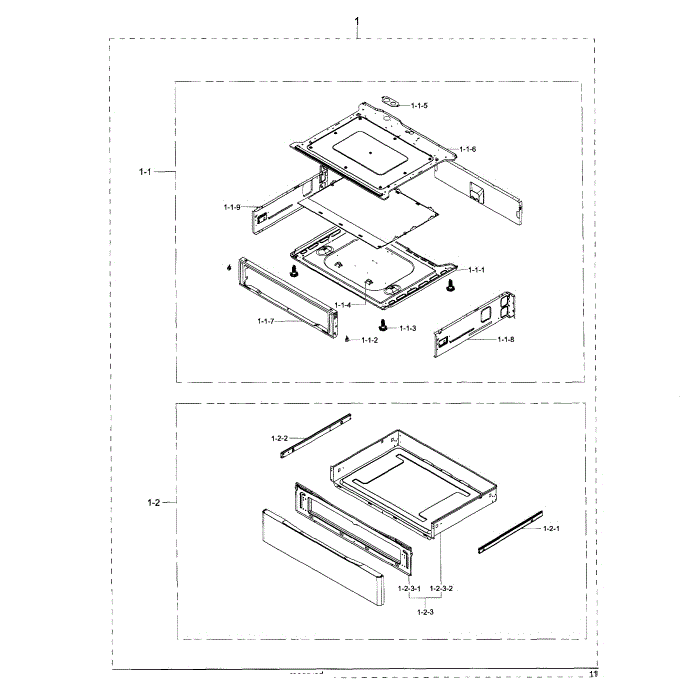 Drawer Diagram and Parts List for NE595R1ABSR AA-02 Samsung Range