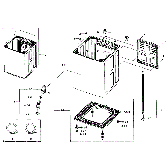 Frame Assembly Diagram and Parts List for WA484DSHAWR A1-01 Samsung Washer
