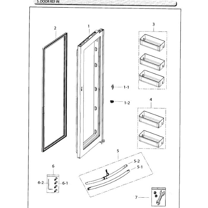 Fridge Door Inner Diagram and Parts List for RH25H5611WW AA-02 Samsung Refrigerator