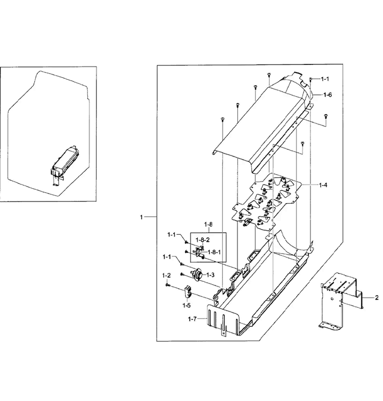 Heater Assy Diagram and Parts List for DV50F9A8EVW A2-0001 Samsung Dryer