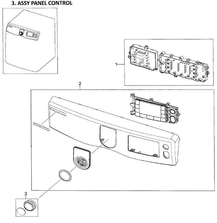 Control Panel Diagram and Parts List for DV419AEW XAA-0002 Samsung Dryer
