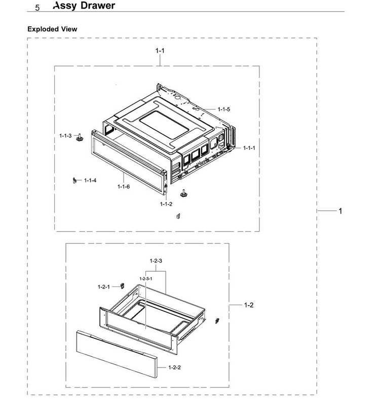 Drawer Diagram and Parts List for NE59J3420SS AA-0006 Samsung Range