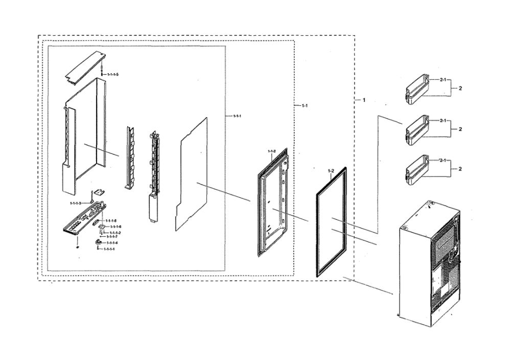 Left Freezer Door Diagram and Parts List for RF28N9780SR AA-00 Samsung Refrigerator