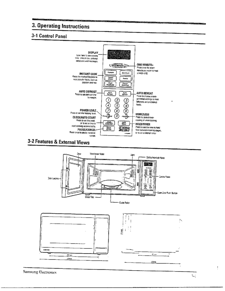 Operating/control Panel/views Diagram and Parts List for MW5580W XAA Samsung Microwave