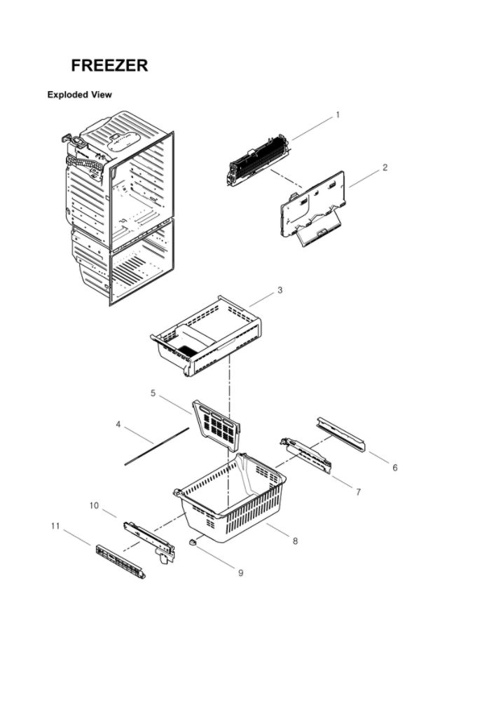 Freezer Parts Diagram and Parts List for RFG29THDBP XAA-00 Samsung Refrigerator
