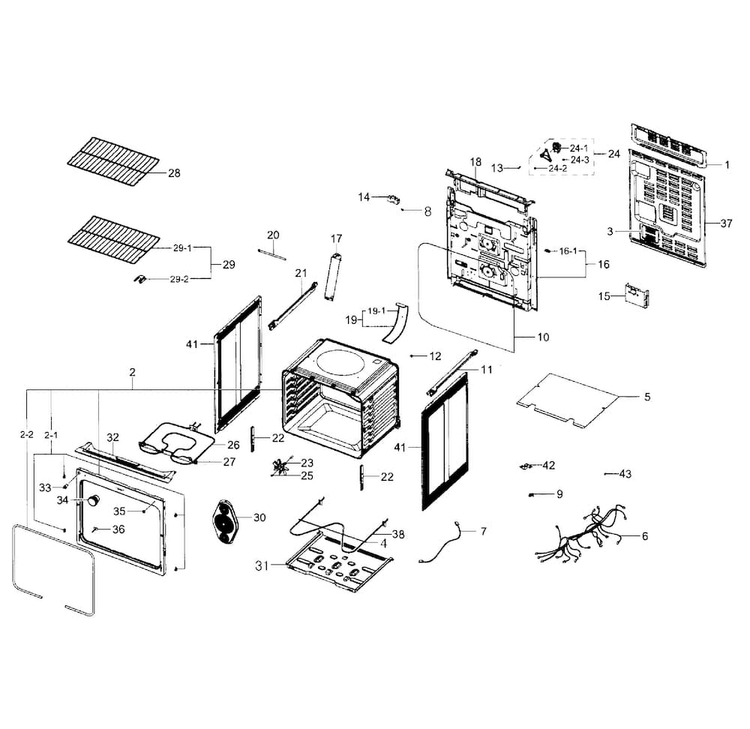 Main Section Diagram and Parts List for NE59J3420SS AA-0003 Samsung Range