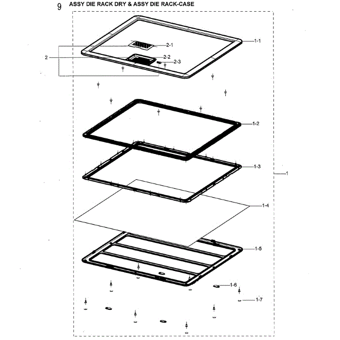 Die Rack Diagram and Parts List for DVE60M9900V A3-00 Samsung Dryer