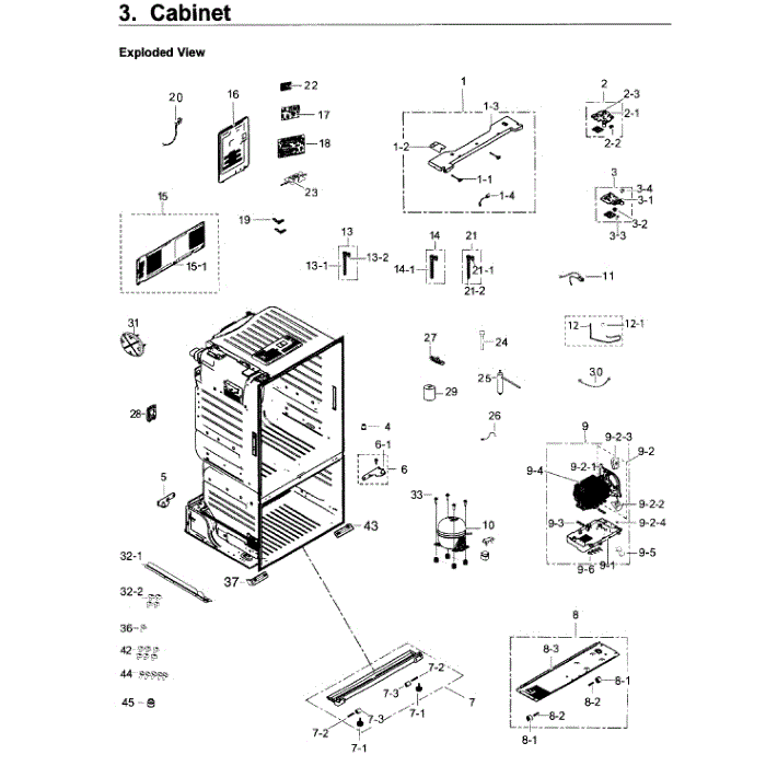 Cabinet Diagram and Parts List for RF26J7500SR AA-02 Samsung Refrigerator