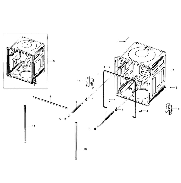 Tub Assy Diagram and Parts List for DW7933LRAWW AA-0001 Samsung Dishwasher