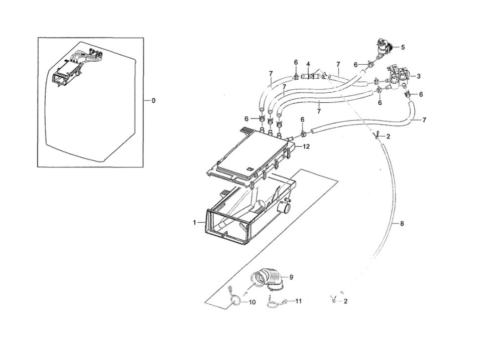 Drawer Housing Diagram and Parts List for WF45N5300AF US-00 Samsung Washer