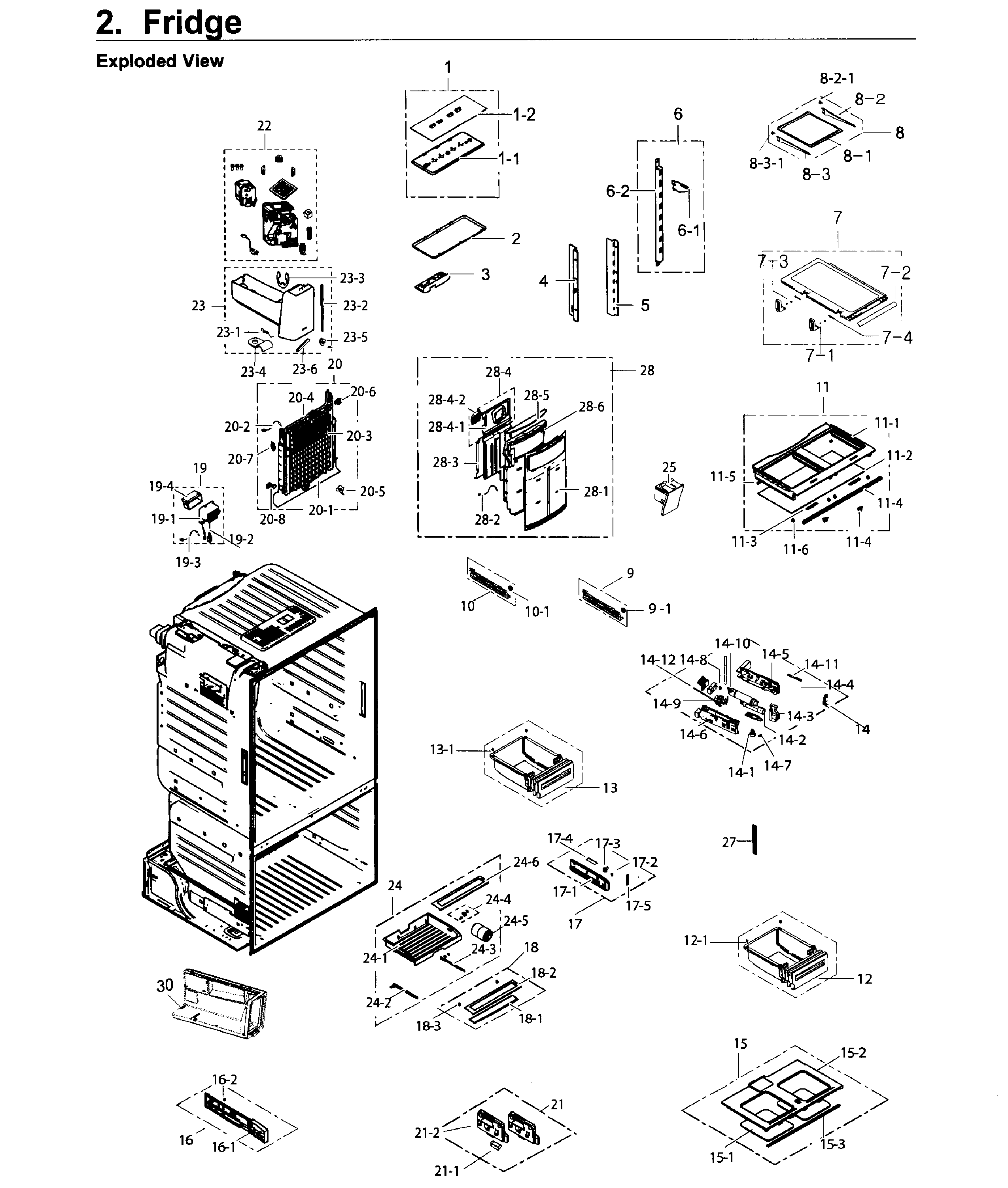 Fridge Diagram and Parts List for RF26J7500WW AA-0002 Samsung Refrigerator