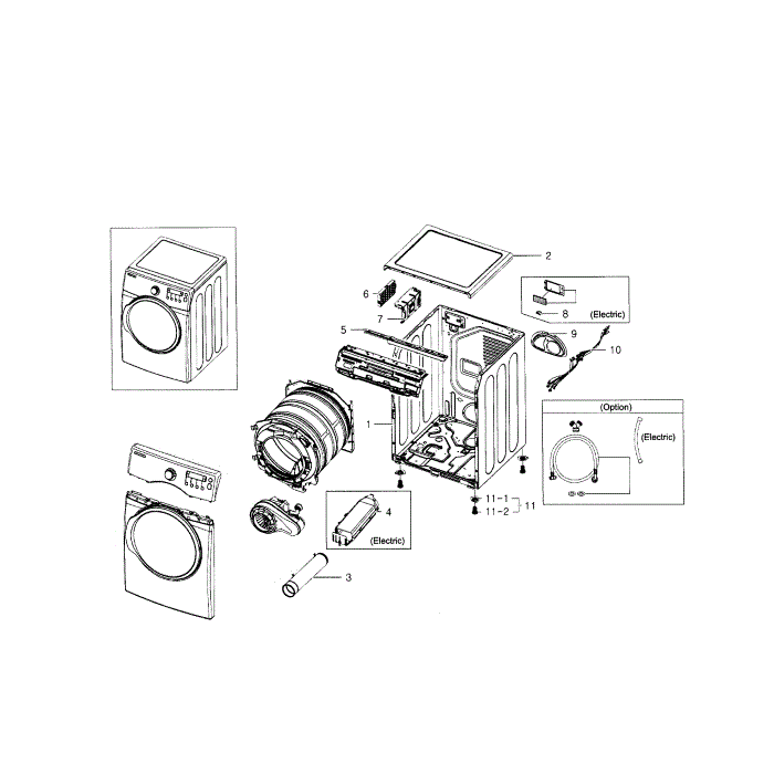 Main Assembly Diagram and Parts List for DV331AEW XAA-01 Samsung Dryer