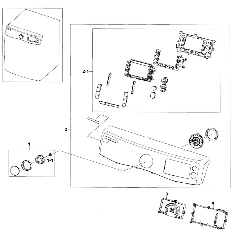 Control Panel Diagram and Parts List for DV520AEP XAA-0000 Samsung Dryer
